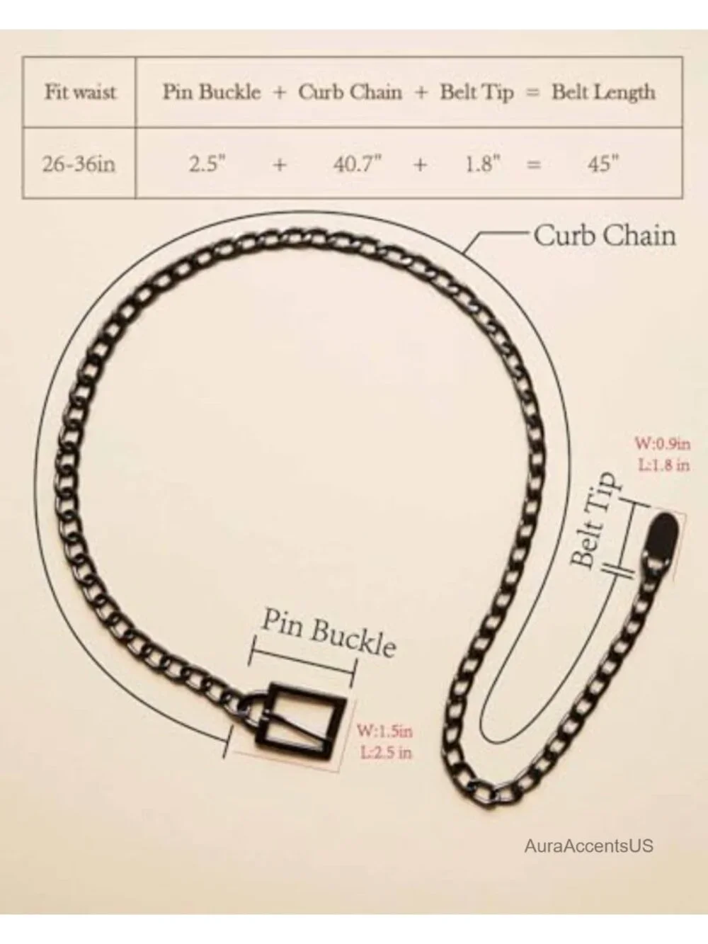 Metal Concho Chain Belt for Women Western Cowgirl Adjustable 45